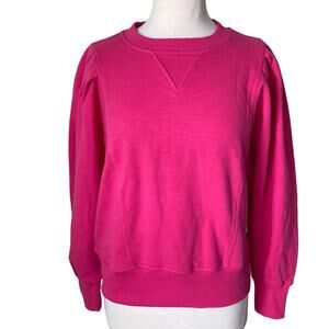 SOLDOUT.NYC Pleated Sleeve Sweatshirt with Ribbed Details Electric Pink Medium